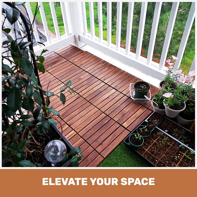 10 PCS Interlocking Acacia Hardwood Deck Tiles by HouseOfZazla
