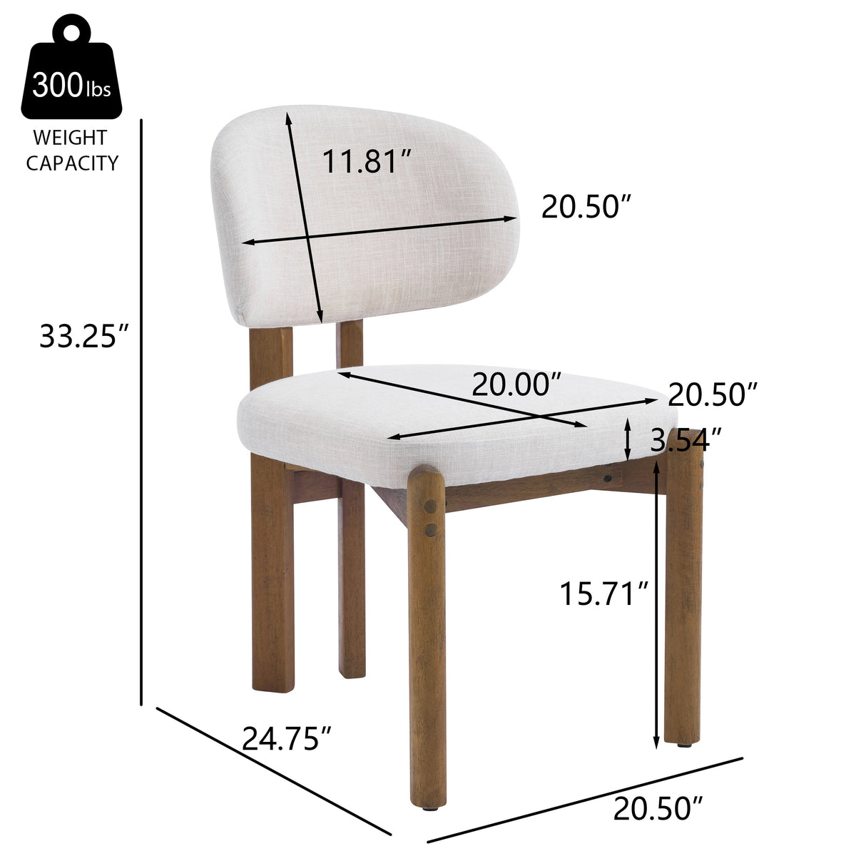 Beige Upholstered Mid-Century Dining Chair with Walnut Frame - Beige, photo 4 of 10