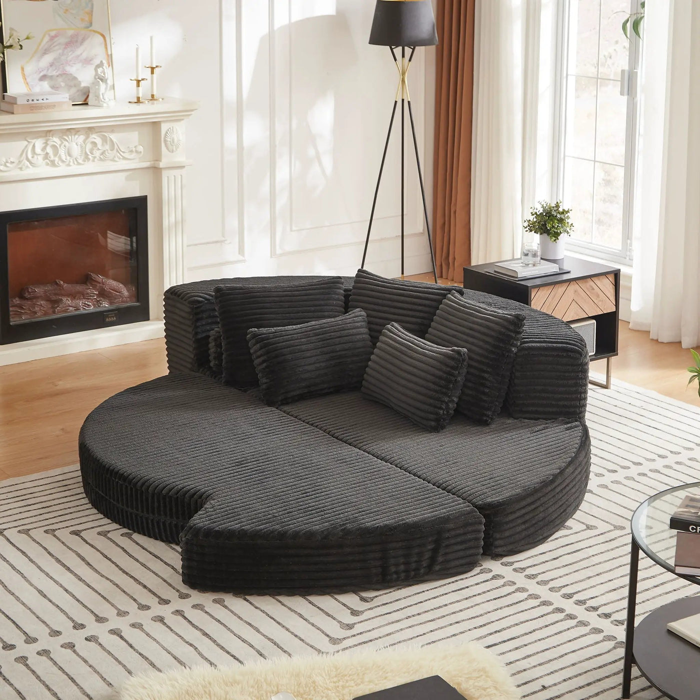 Semi Circular 2 In 1 Sofa Bed With Neck Pillow by HouseOfZazla