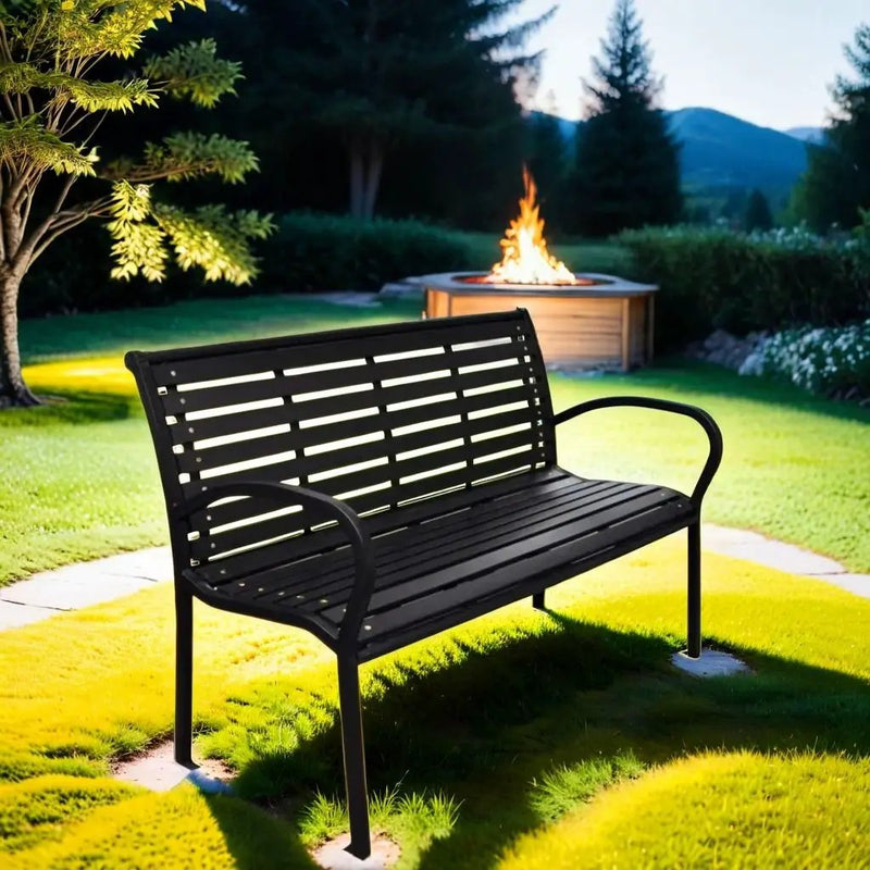 Patio Bench Steel - Black by Unique Piece Furniture