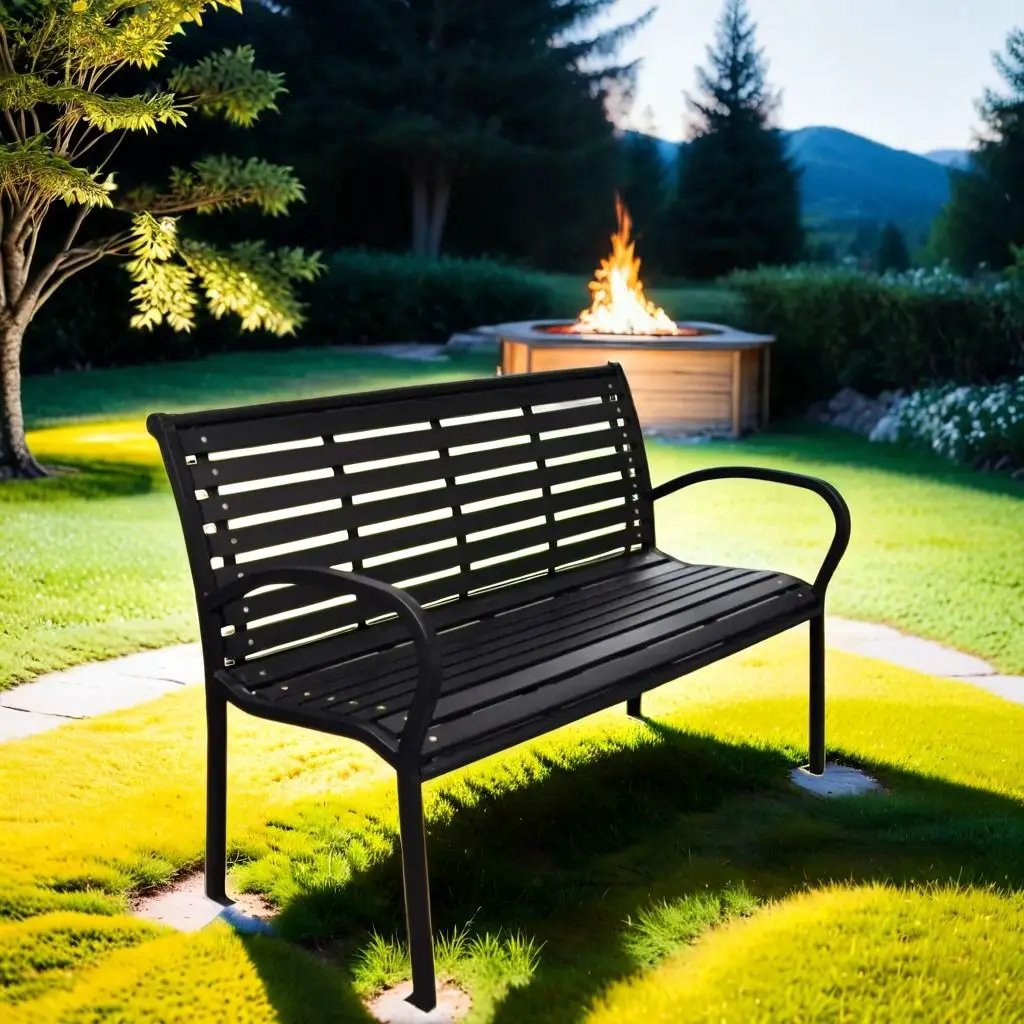 Patio Bench Steel - Black by HouseOfZazla