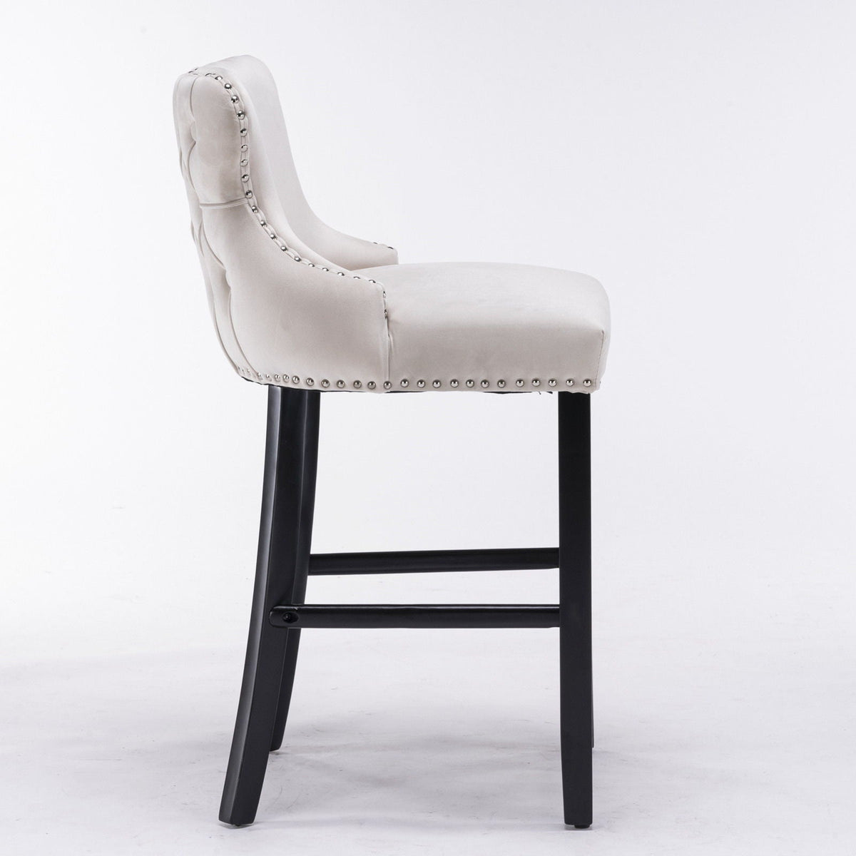 Upholstered Wing-Back Barstools with Button Tufting and Nailhead Trim - Set of 2, photo 11 of 20