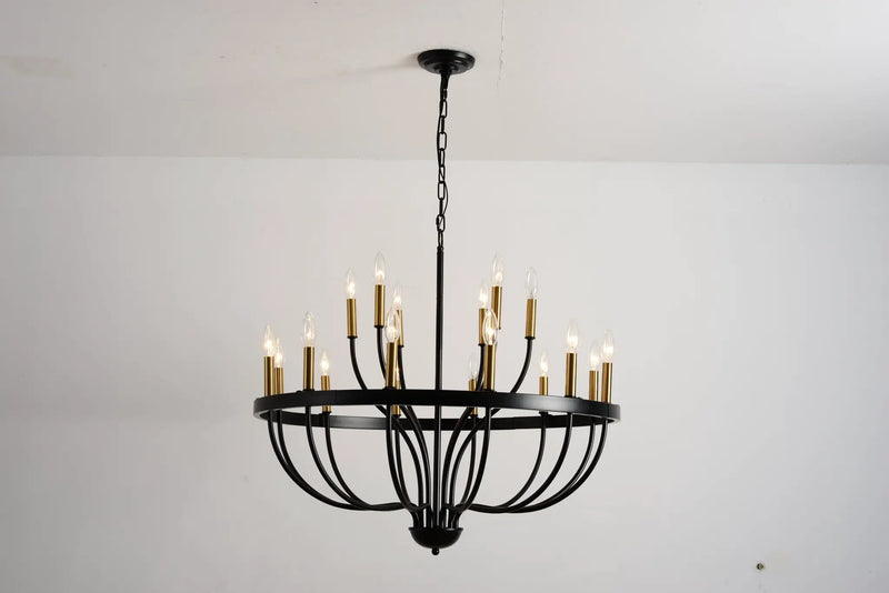 15-Light Industrial Iron Candle Chandelier Modern Farmhouse Pendant Light by HouseOfZazla