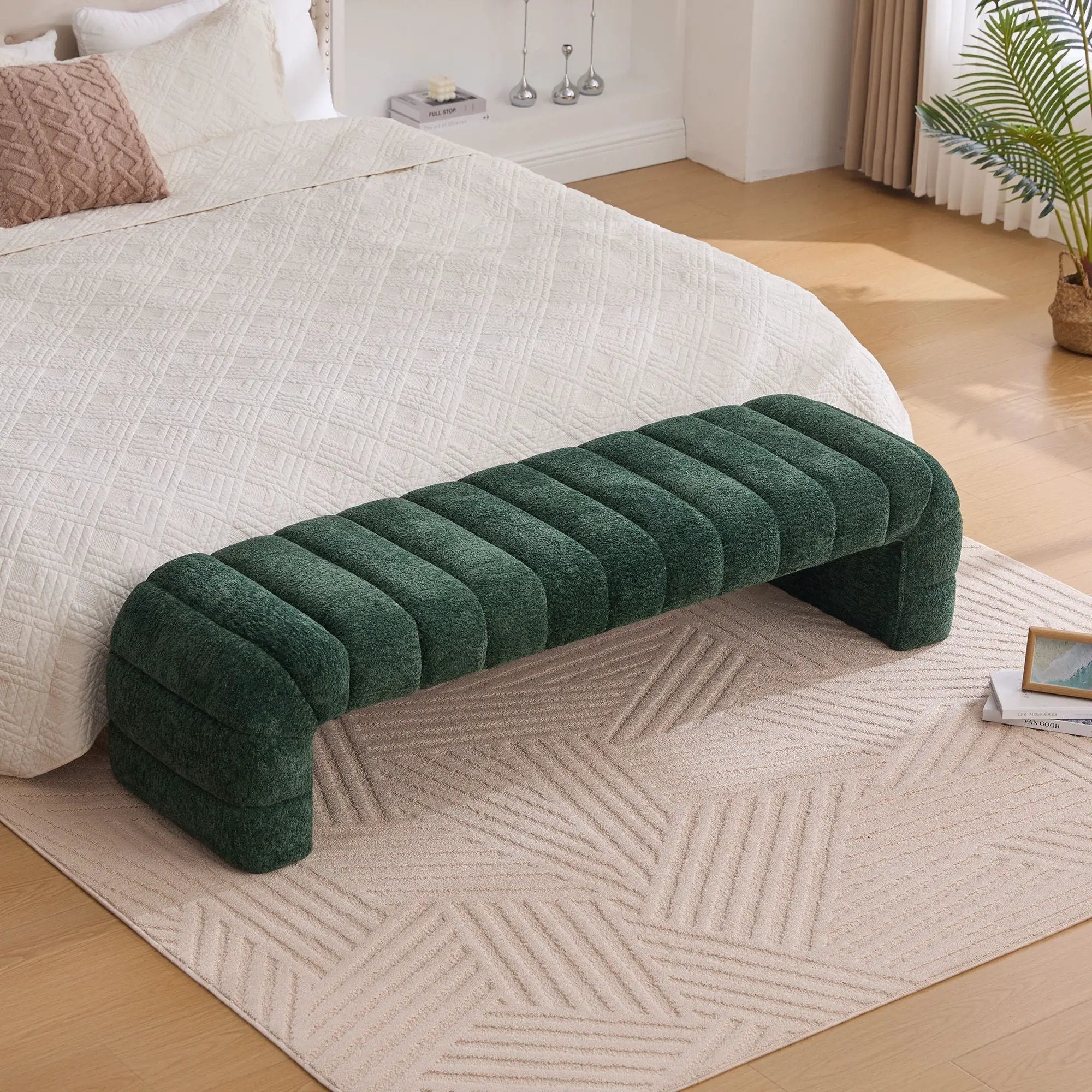 Modern Upholstered Armless Bed Bench With Channel Tufted Design by HouseOfZazla