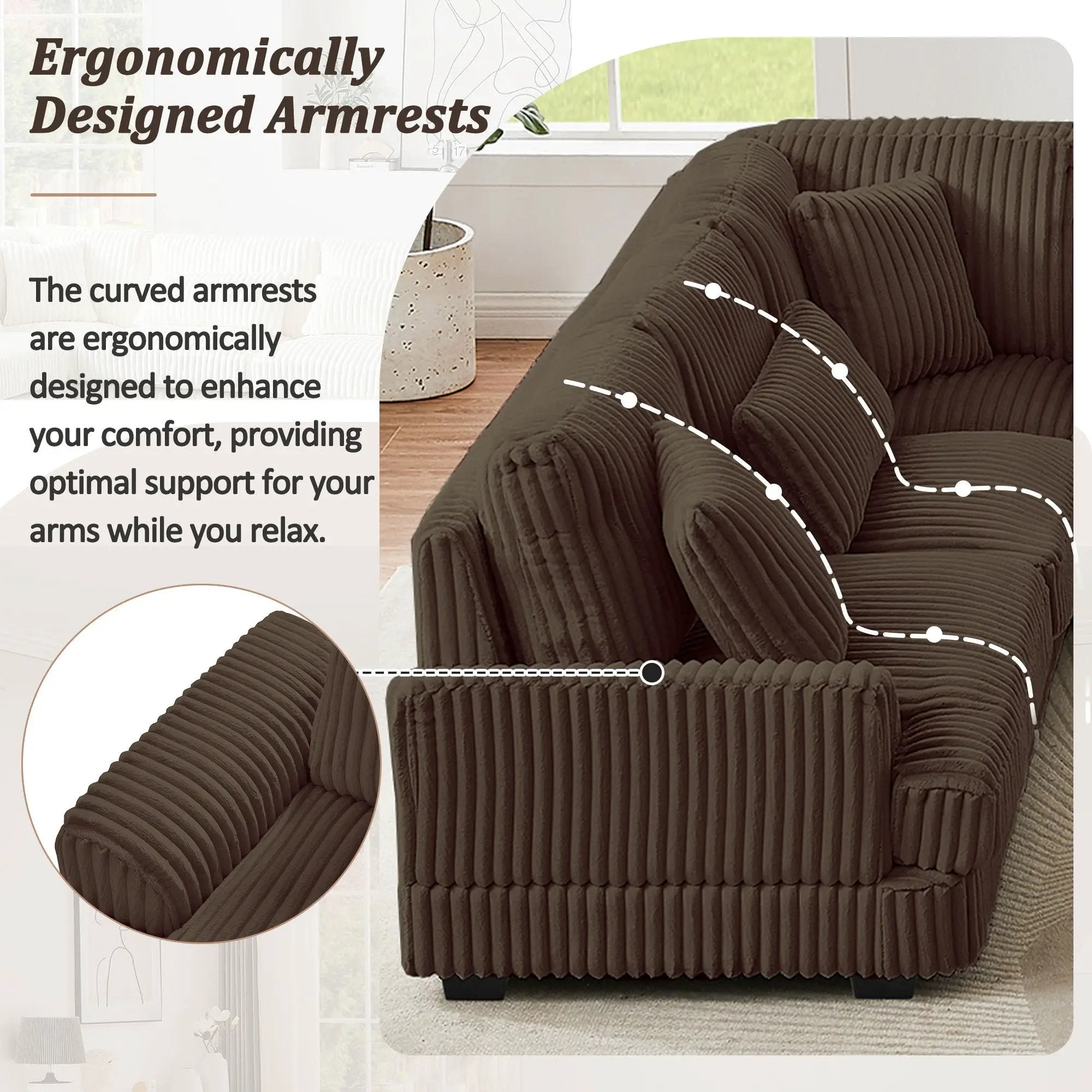 Oversized Sectional Sofa U - Shaped Sofa Couch Modern Sofa Upholstered In Soft With A Chaise Lounge For Living Room by Unique Piece Furniture
