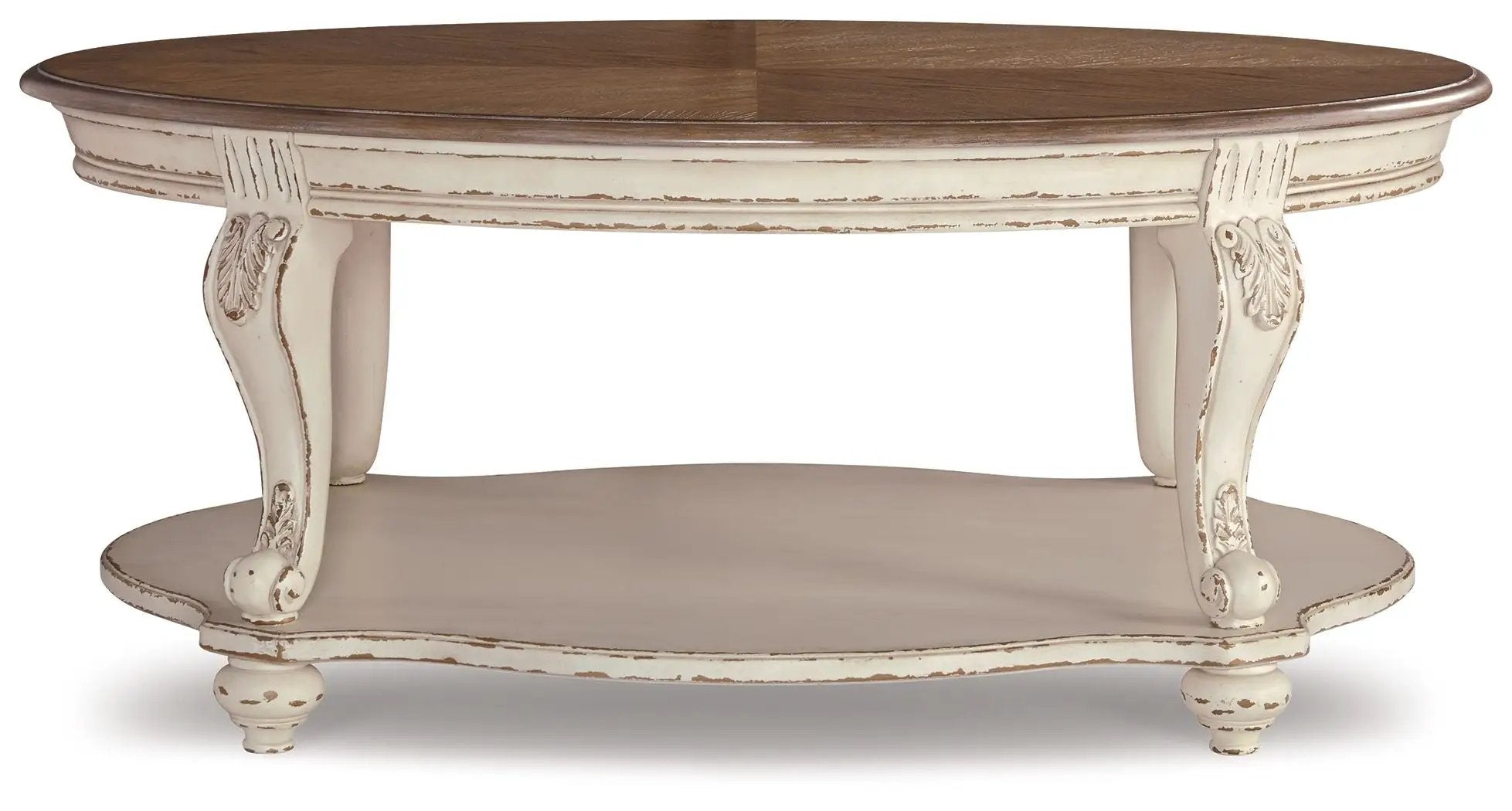 Realyn - Oval Cocktail Table - White / Brown by Unique Piece Furniture