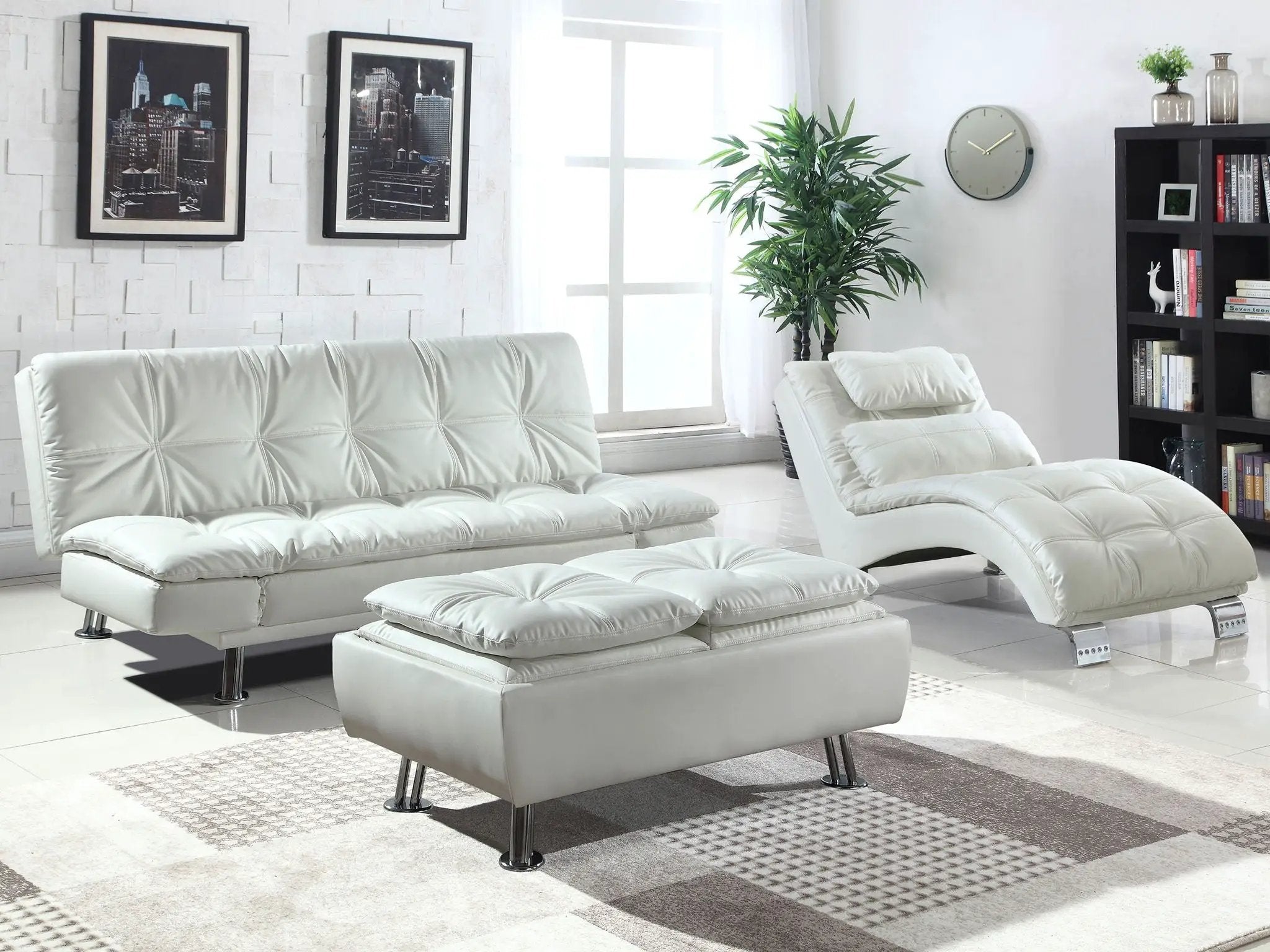 Dilleston Upholstered Tufted Convertible Sofa Bed White by Unique Piece Furniture