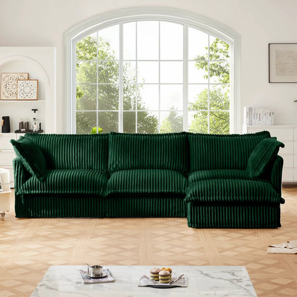 L-Shaped Slipcovered Sectional Sofa Couch, photo 2 of 9