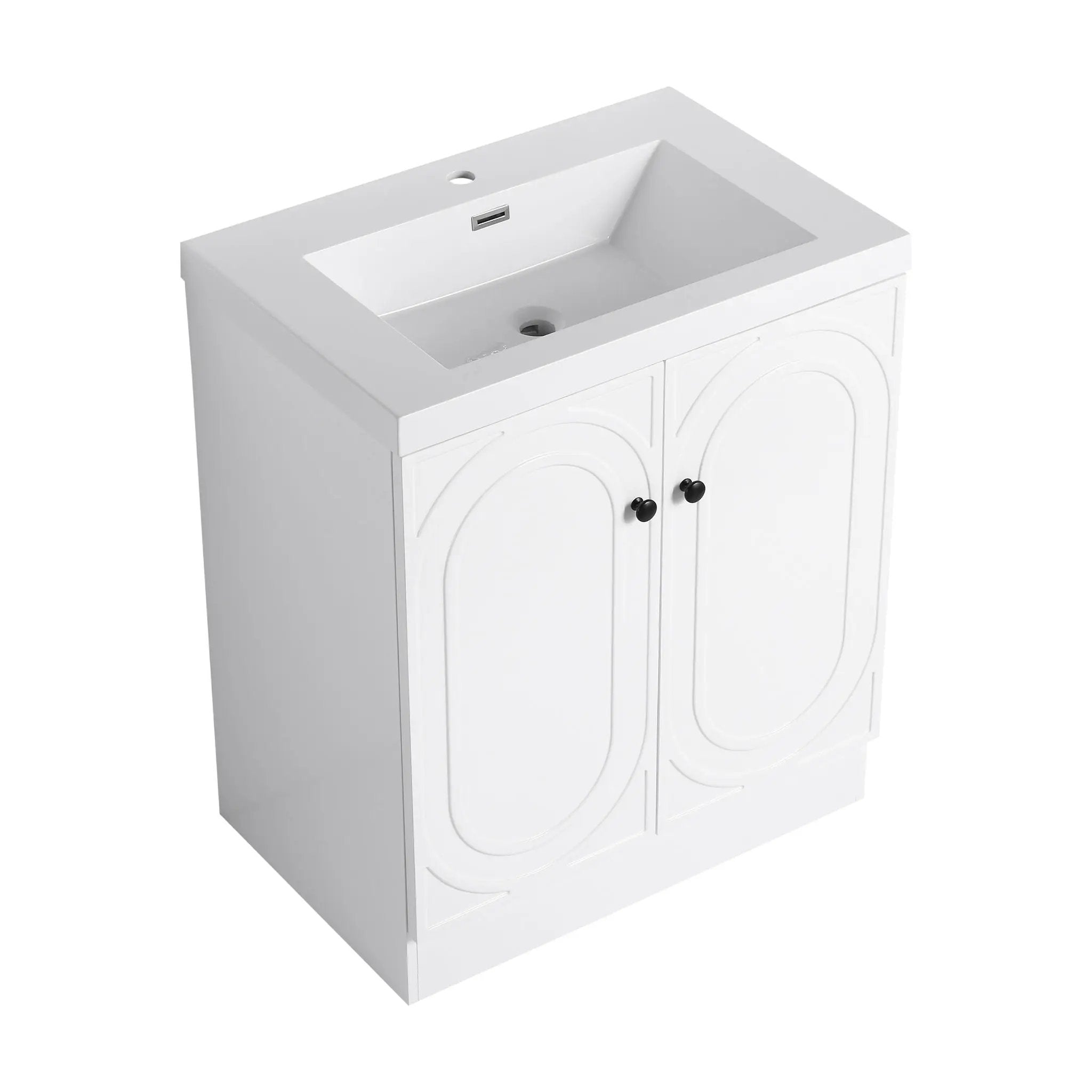 Contemporary Freestanding Bathroom Vanity With Resin Sink & Soft-Close Cabinet Doors by HouseOfZazla