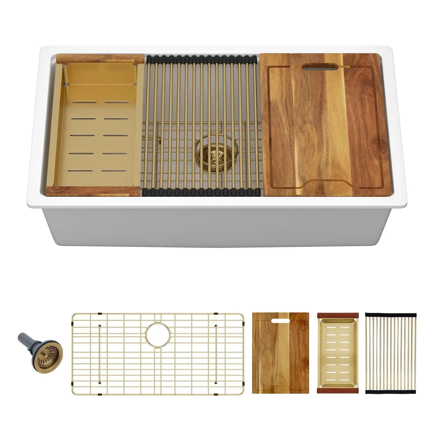 Quartz Composite Kitchen Sink With Undermount Design, Durable Single Bowl Workstation by HouseOfZazla