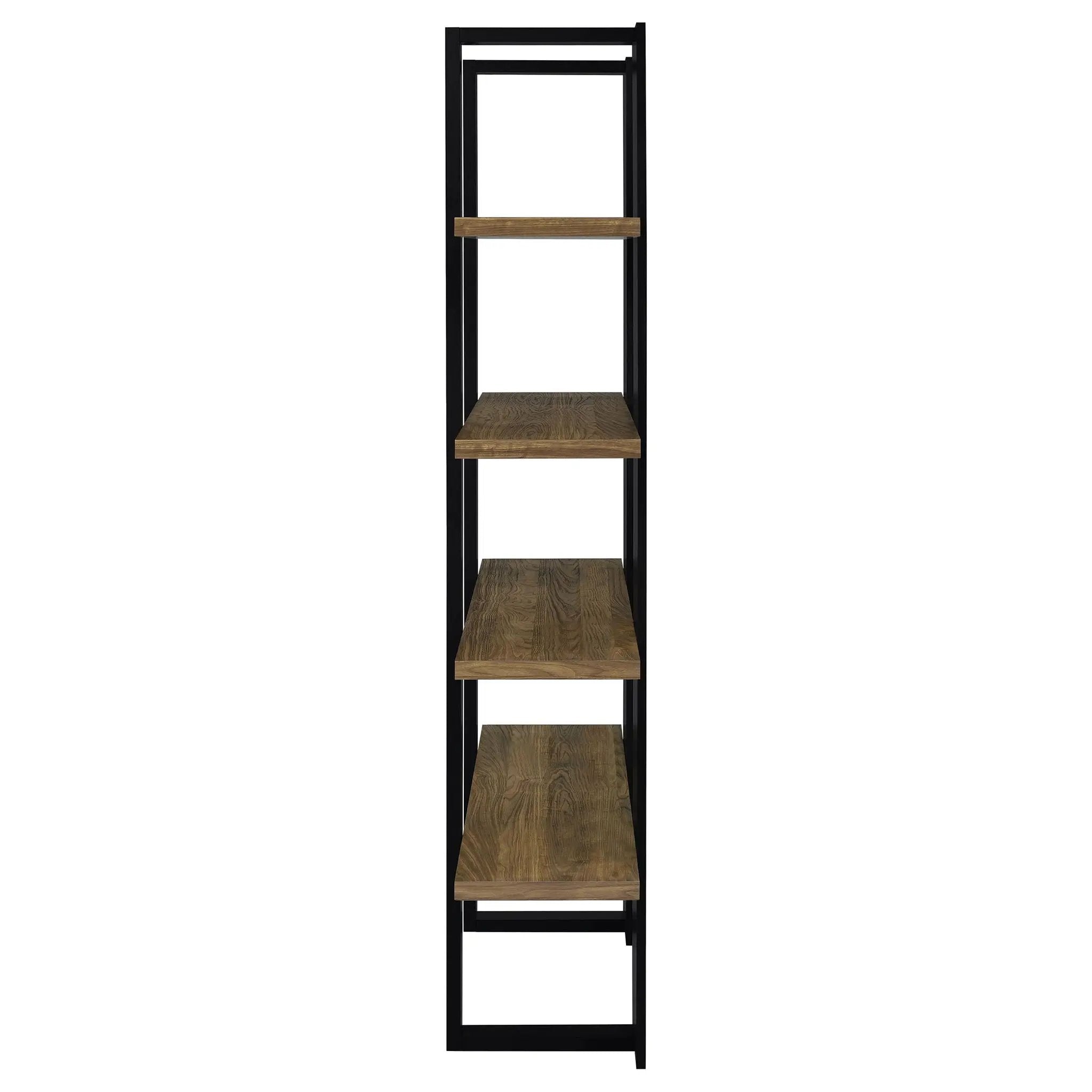 Danbrook 71-inch 4-shelf Bookshelf Black and Aged Walnut by Unique Piece Furniture