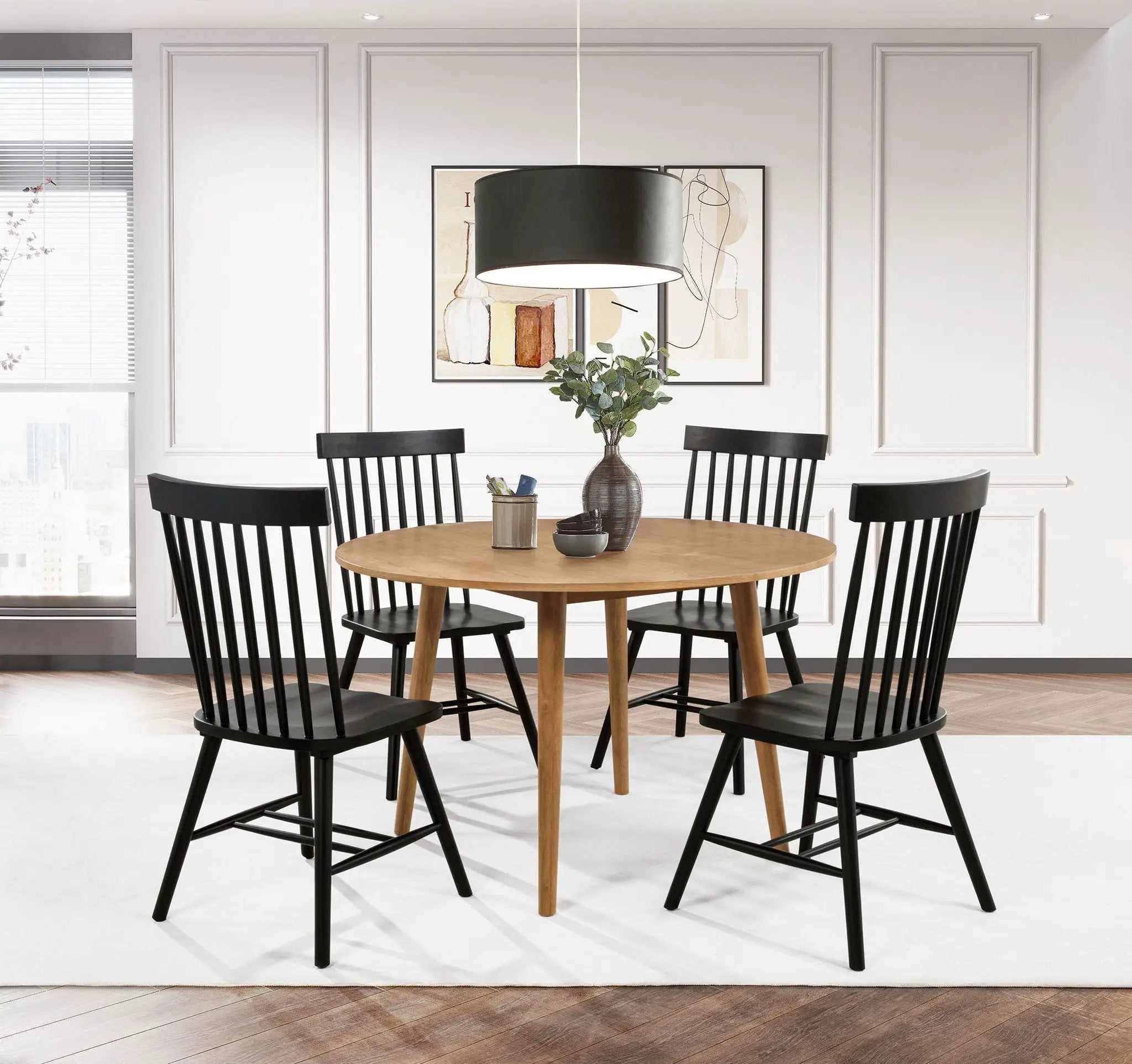 Andrews 5-piece Round Dining Table Set Light Ash and Black by Unique Piece Furniture