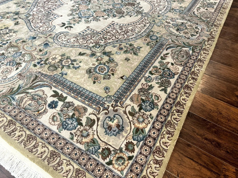 Pak Persian Rug 8 x 10.6, Elegant Oriental Carpet, Floral Medallion, Vintage Handmade Wool Rug, FIne 240 KPSI by Jewel Rugs