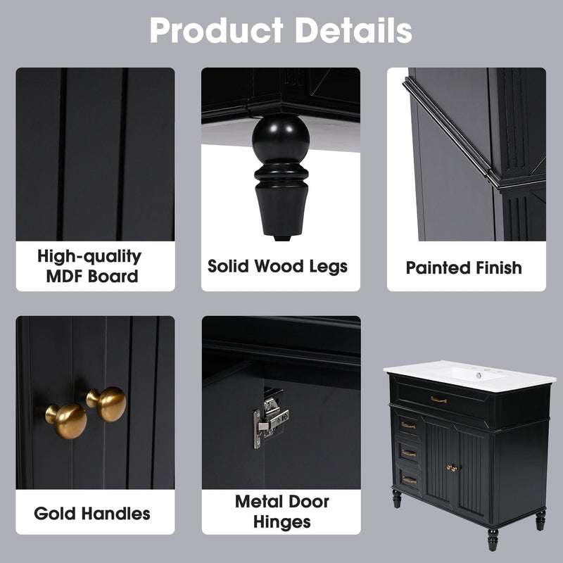 Bathroom Vanity With Sink, Freestanding Cabinet & Drawers by HouseOfZazla