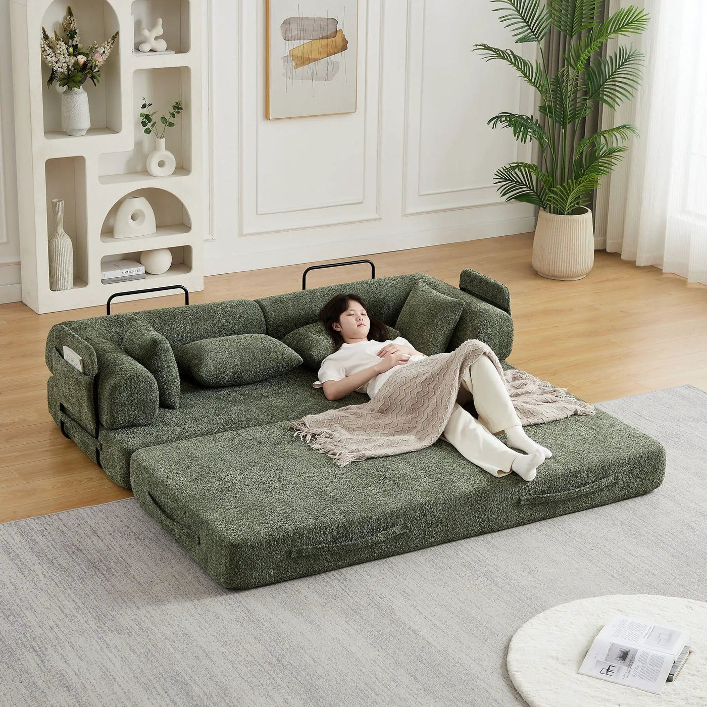 Convertible Sleeper Sofa Bed With Cylindrical Pillow by HouseOfZazla
