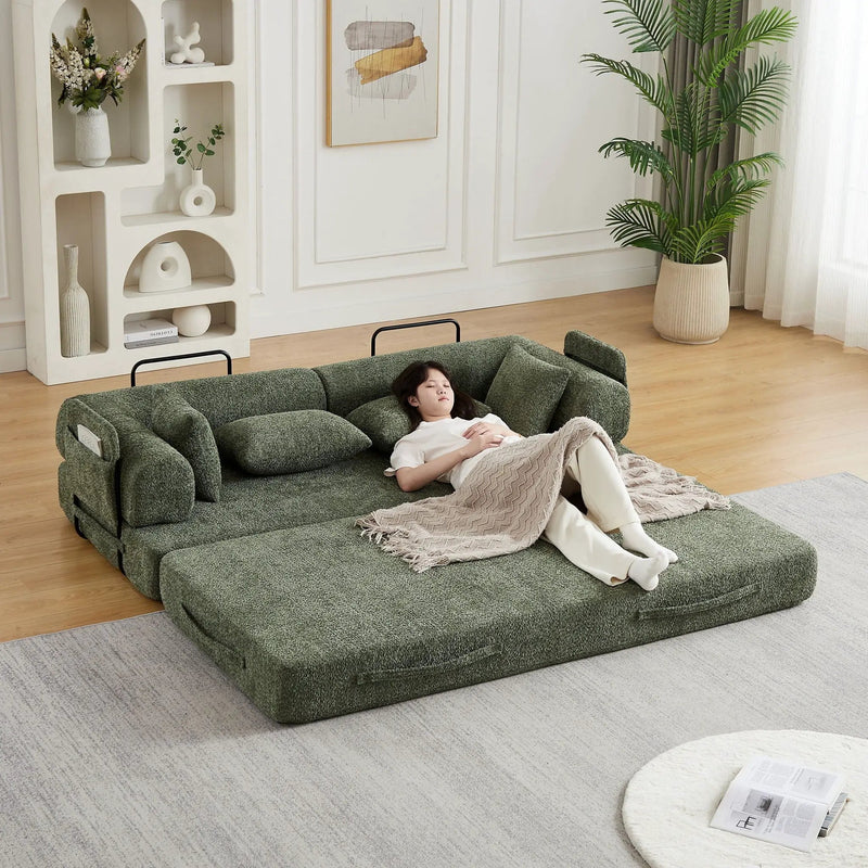 Convertible Sleeper Sofa Bed With Cylindrical Pillow by HouseOfZazla