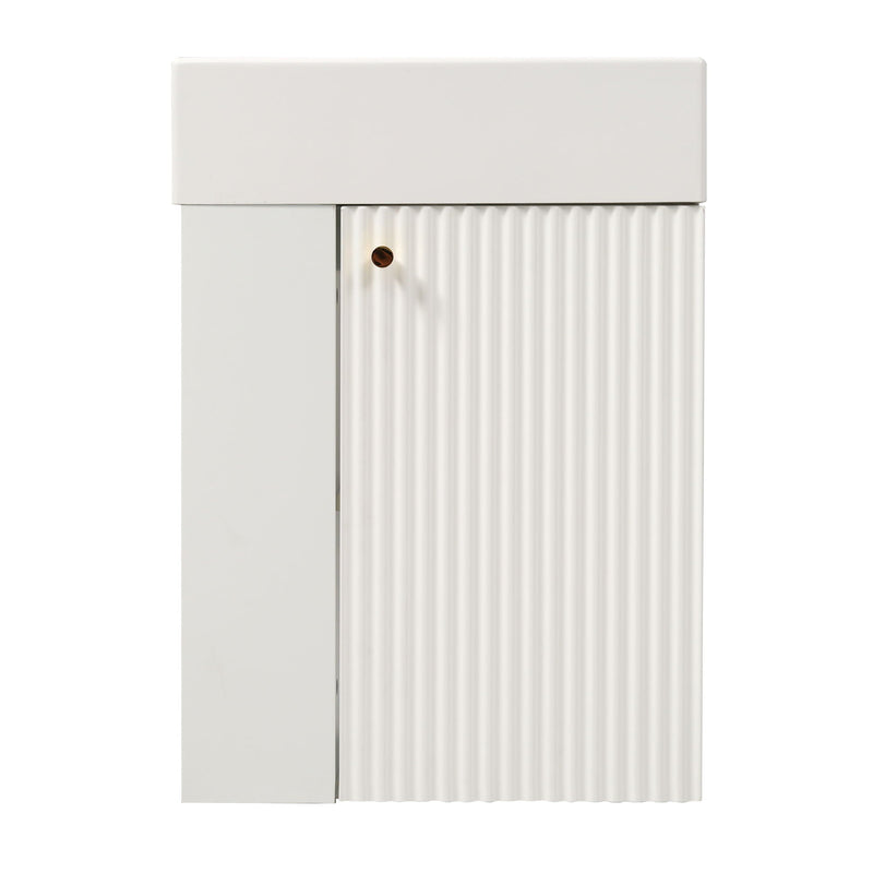 Floating Bathroom Vanity With Resin Basin, Left Side Storage - White by HouseOfZazla