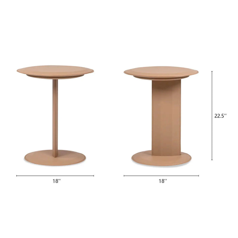 Mode - Leatherette Round C-Shaped Sofa Side Table - Saddle Brown by HouseOfZazla