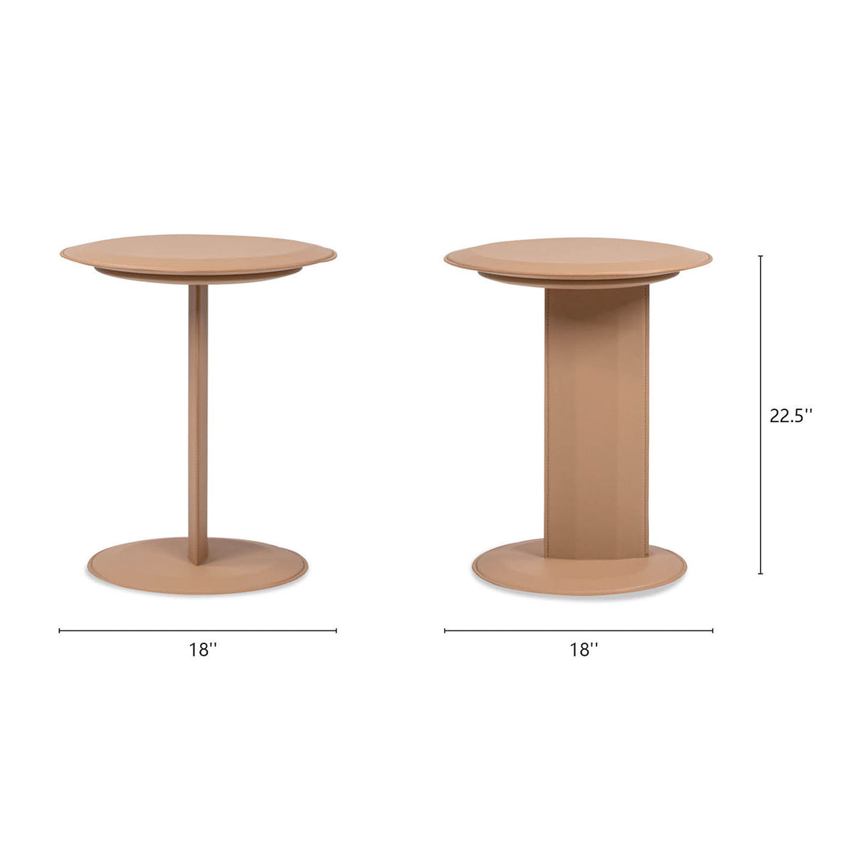 Leatherette C-Shaped Sofa Side Table with Round Top - Saddle Brown, photo 7 of 10