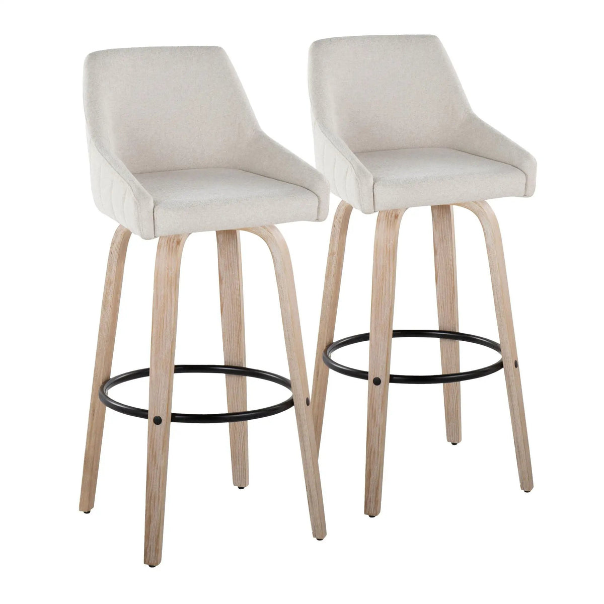 Hannah - Transitional Fixed Height Barstool With Swivel With Round Footrest (Set of 2) by HouseOfZazla