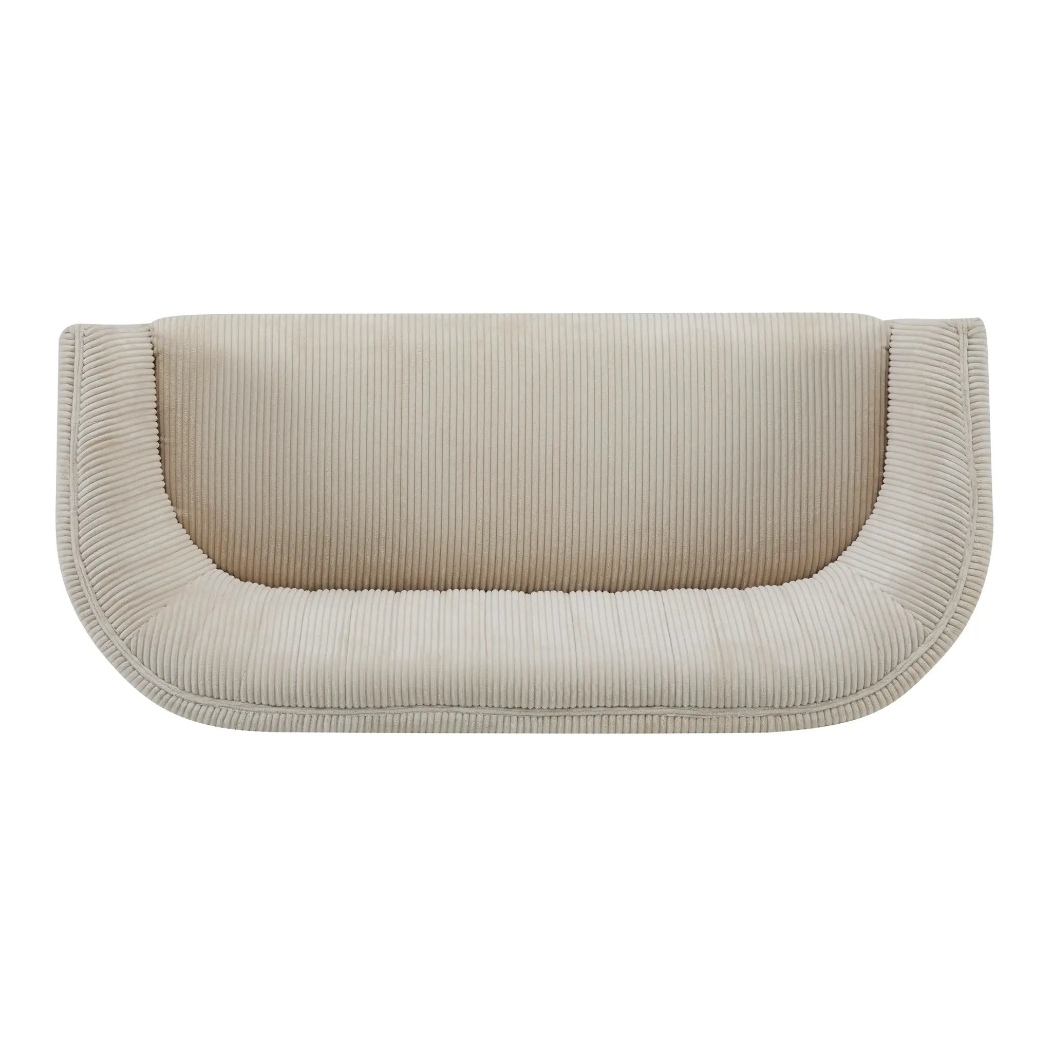 Corduroy Recessed Arm Loveseat (Beige + Walnut) by HouseOfZazla