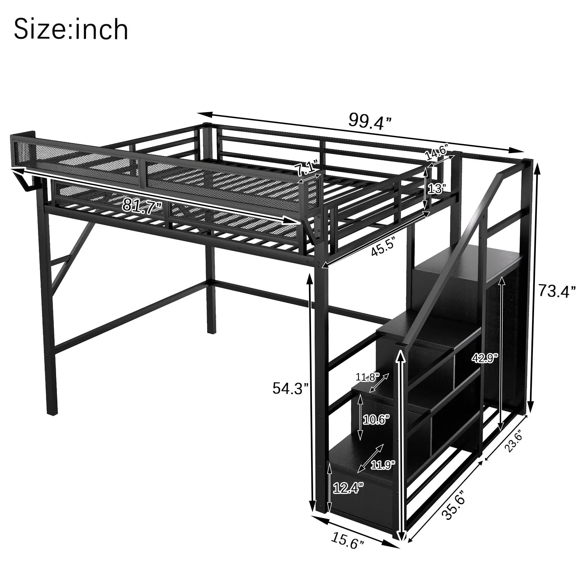 Loft Bed With Storage Shelves, Wardrobe by HouseOfZazla