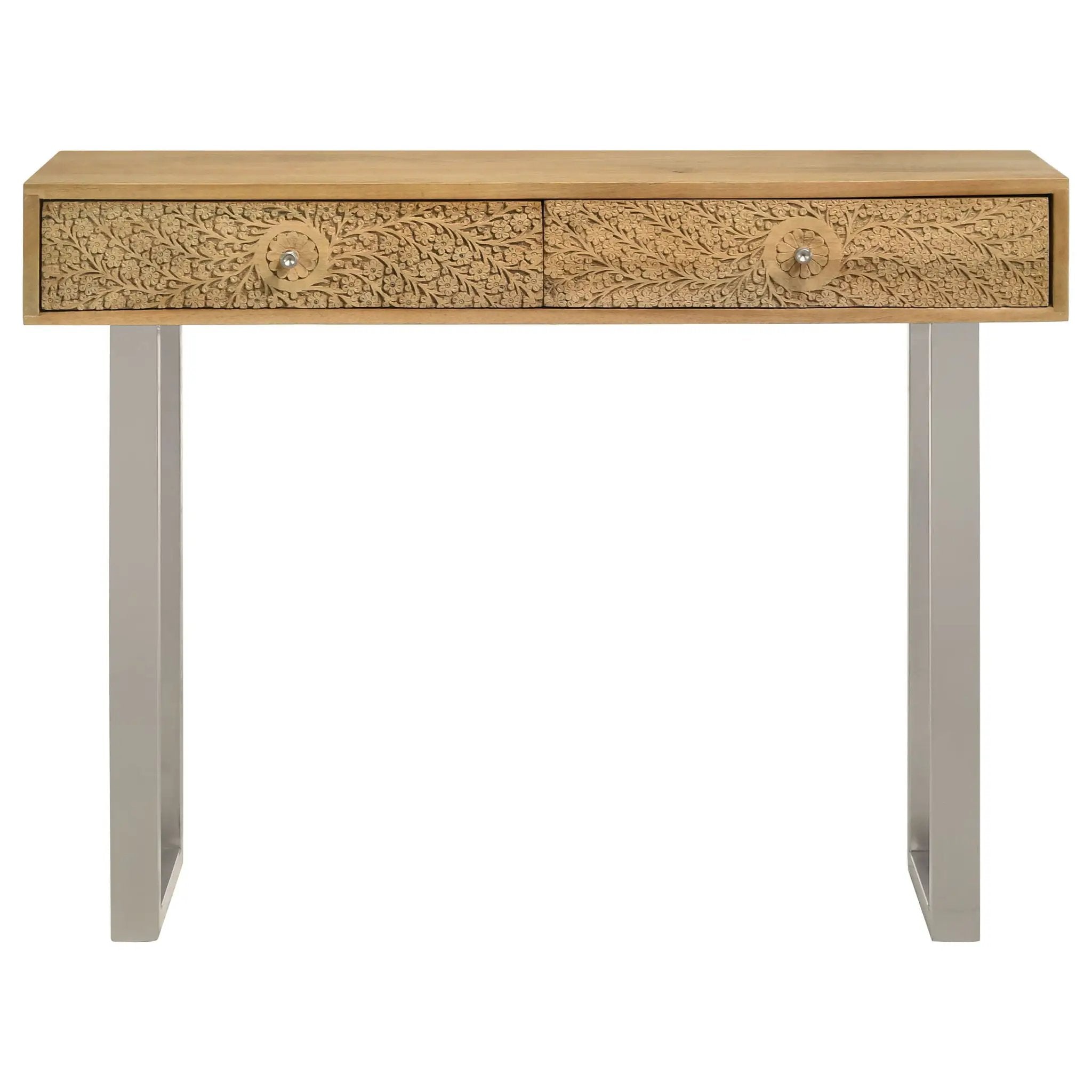 Harmony - 2 Drawer Table With Sled Base In Tones Accents - Natural by HouseOfZazla