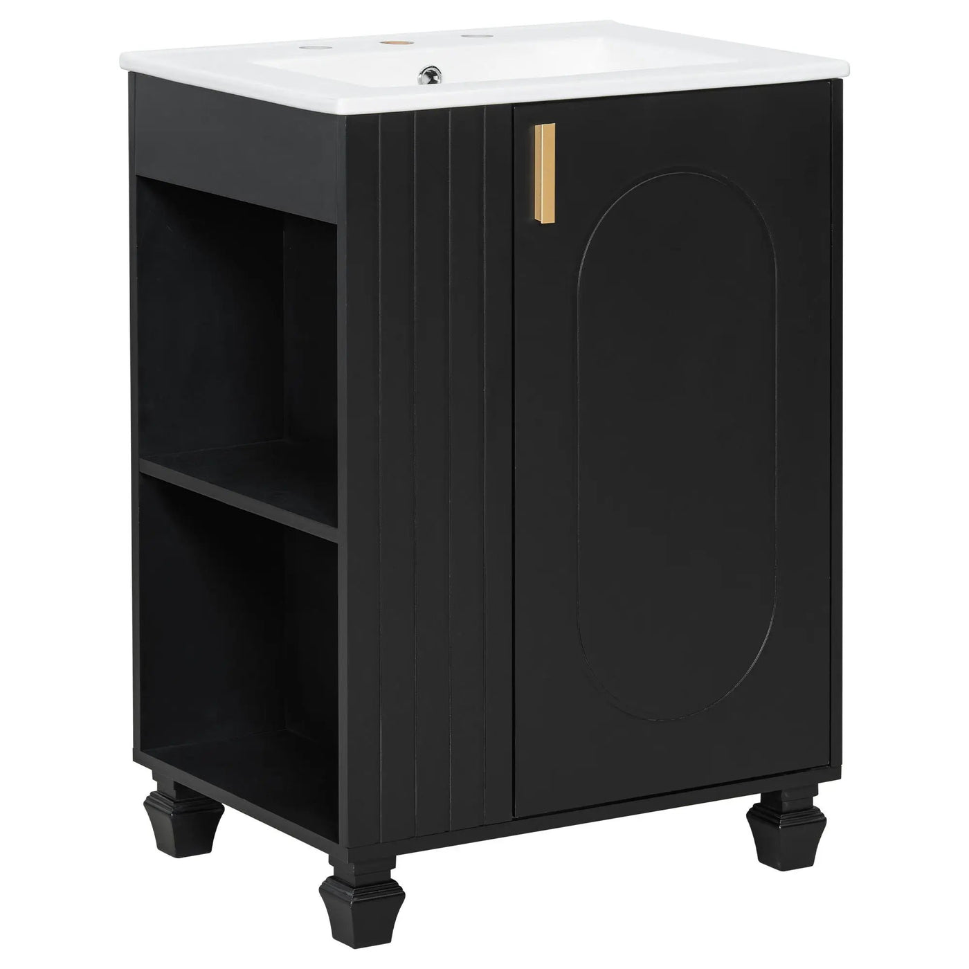 Classic Retro Bathroom Vanity With Sink, Door Shelf, Side Open Storage Frame by HouseOfZazla