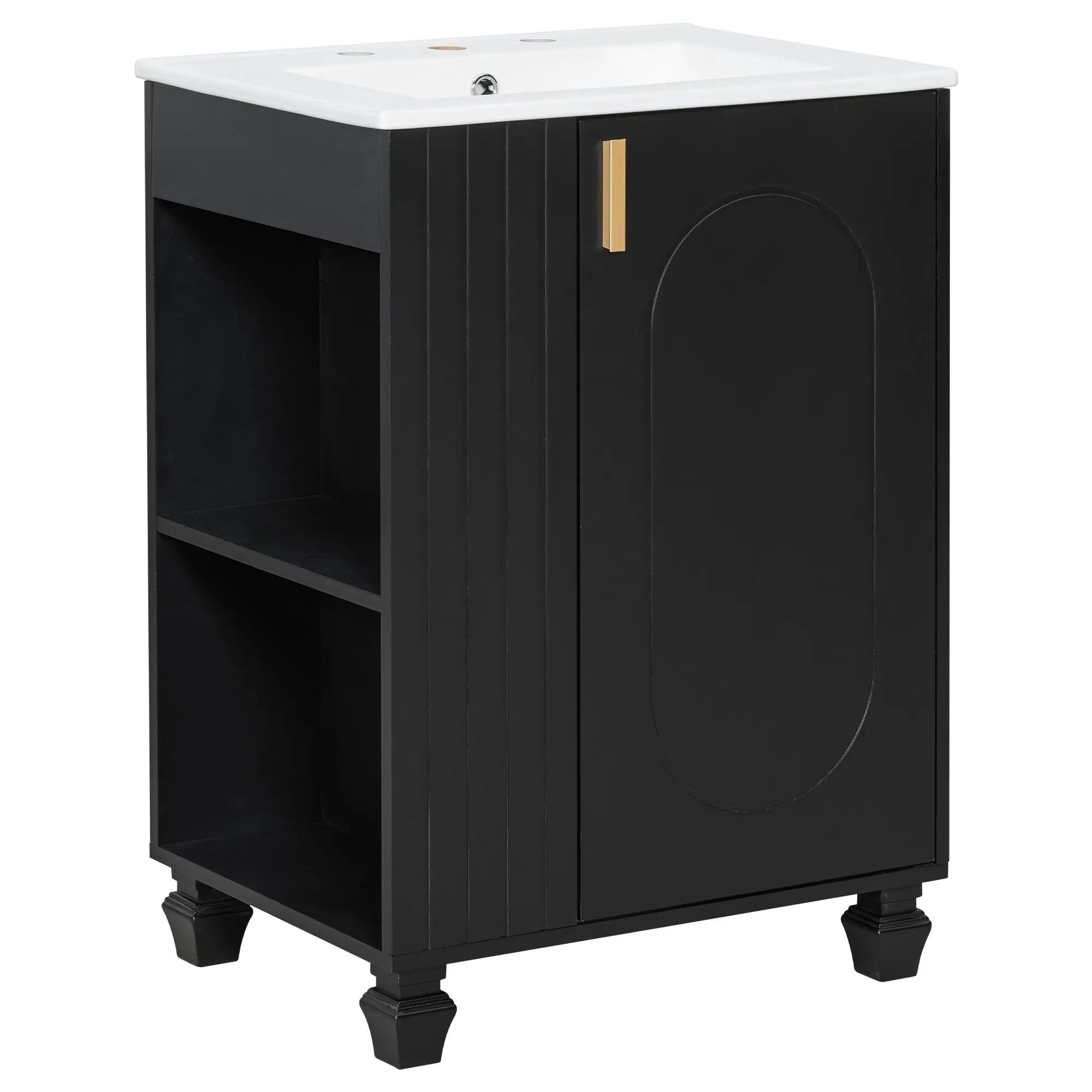 Classic Retro Bathroom Vanity With Sink, Door Shelf, Side Open Storage Frame by HouseOfZazla
