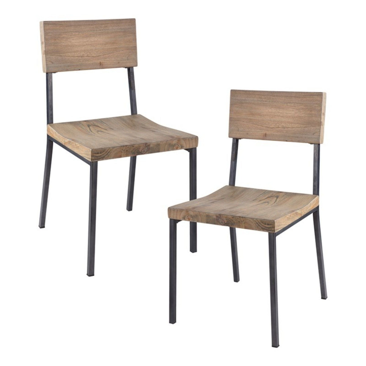 Tacoma Dining Chair Set with Solid Hardwood & Metal Construction - Gray