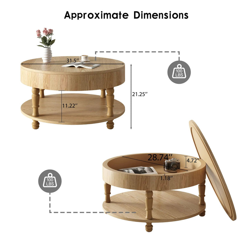 Coffee Table with Dual Storage for Living Room by HouseOfZazla