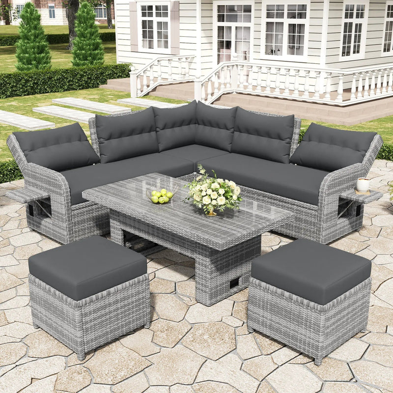 Outdoor Furniture Set Patio Rattan with Recliners and Tables by HouseOfZazla