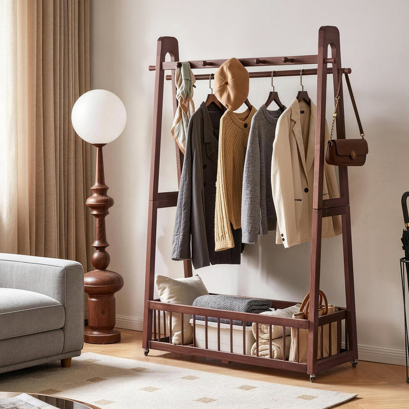 Solid Wood Freestanding Clothing Garment Rack, photo 2 of 10