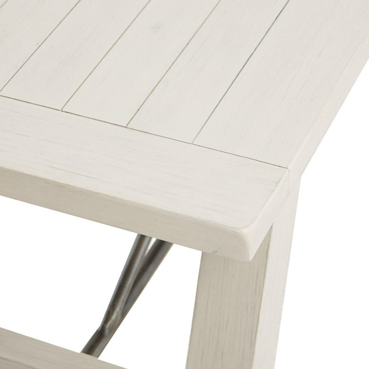 Solid Wood Dining Bench with Metal Stretchers - Light Brown or White, photo 10 of 13