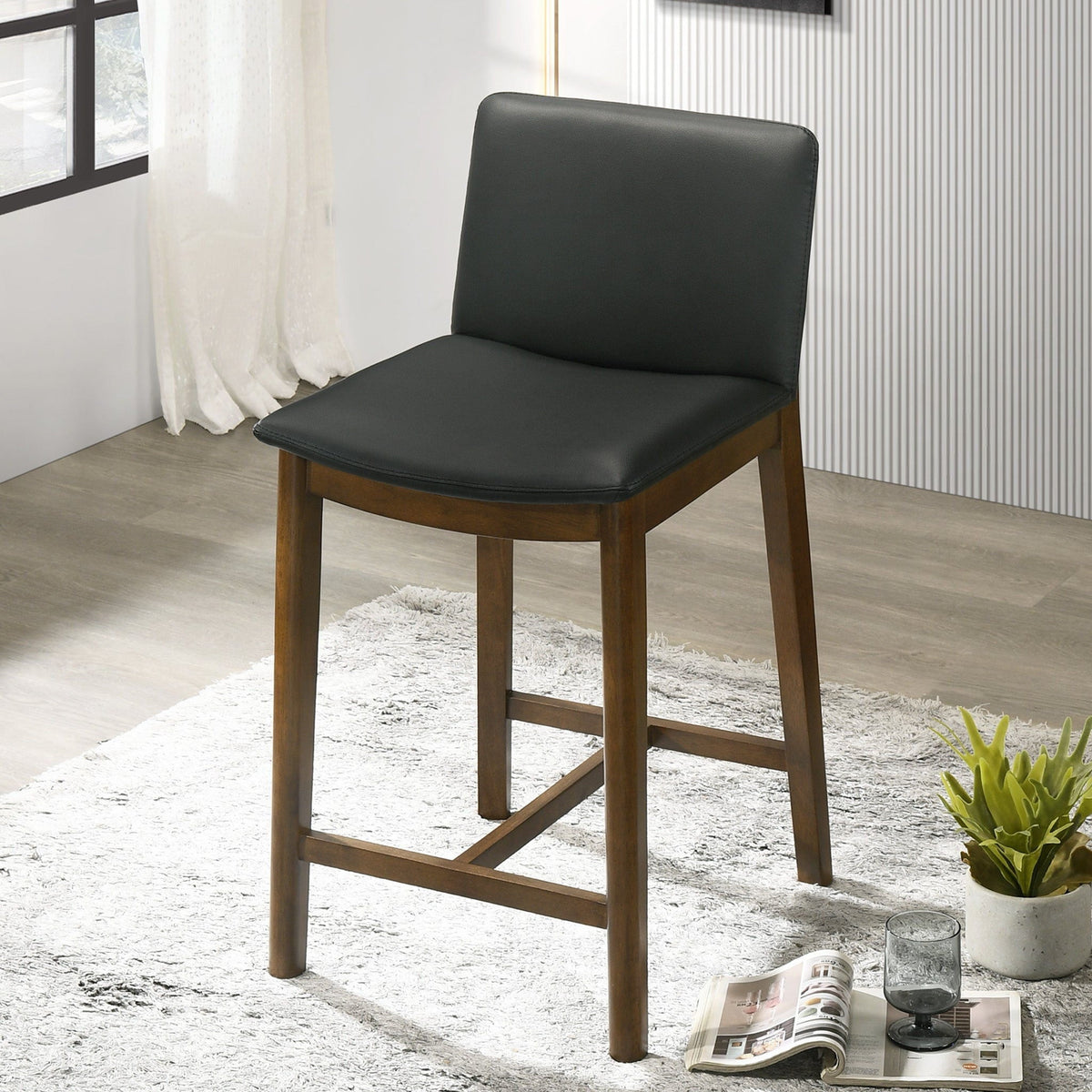Mid-Century Counter Chair with Full-Back Comfort - Black or Yellow, photo 7 of 12