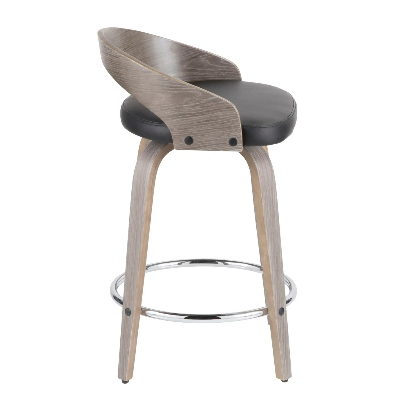 Grotto - Contemporary Fixed Height Counter Stool & Swivel With Round Footrest (Set of 2) by HouseOfZazla