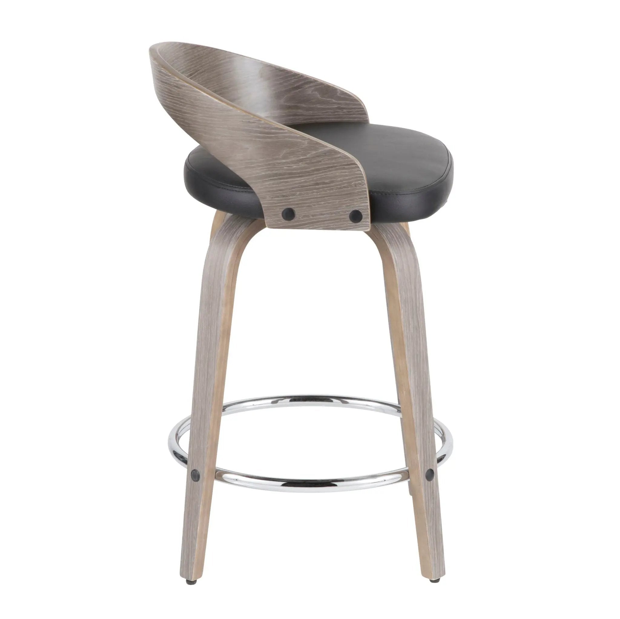 Grotto - Contemporary Fixed Height Counter Stool & Swivel With Round Footrest (Set of 2) by HouseOfZazla