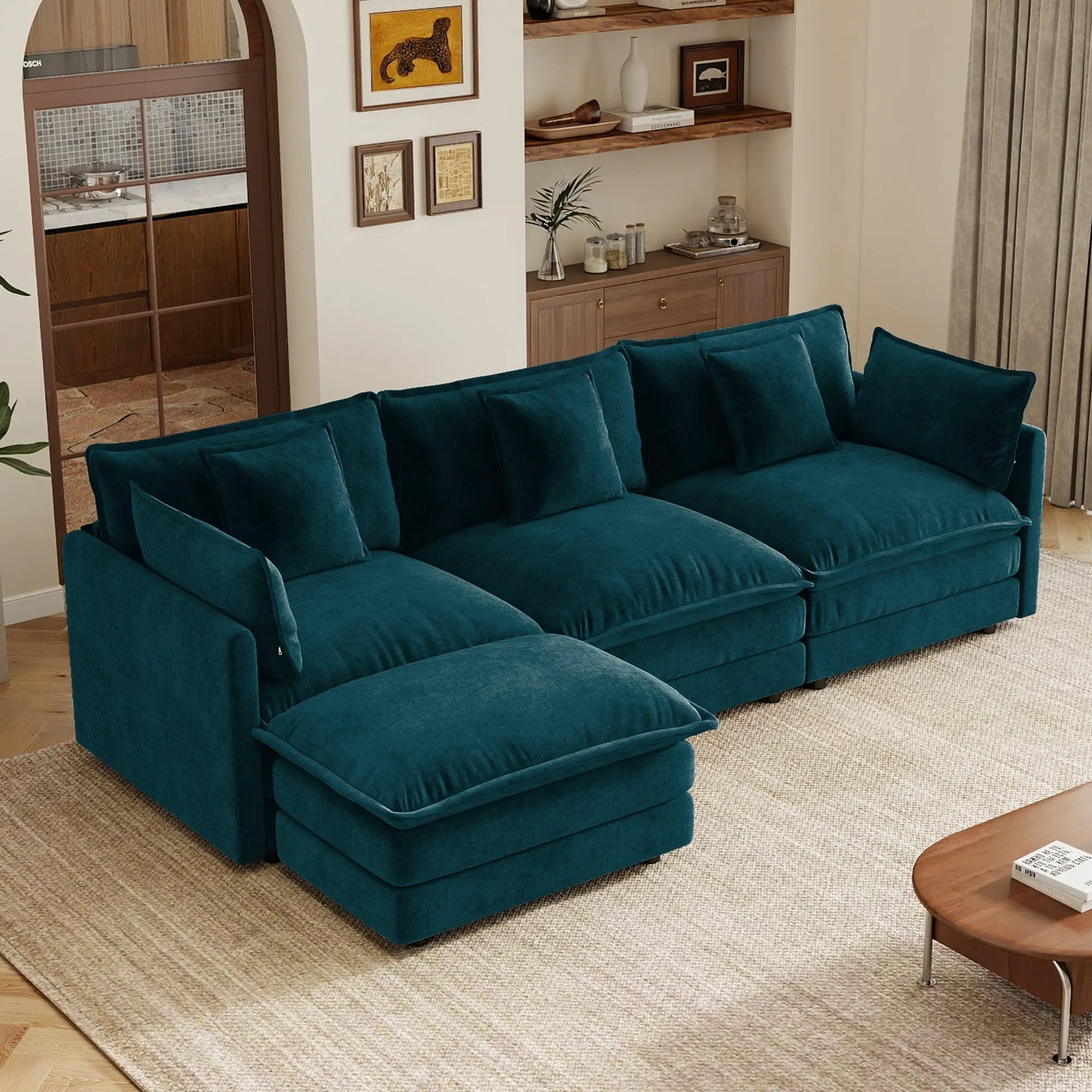 Oversize 3-Seater Sofa with Ottoman by HouseOfZazla