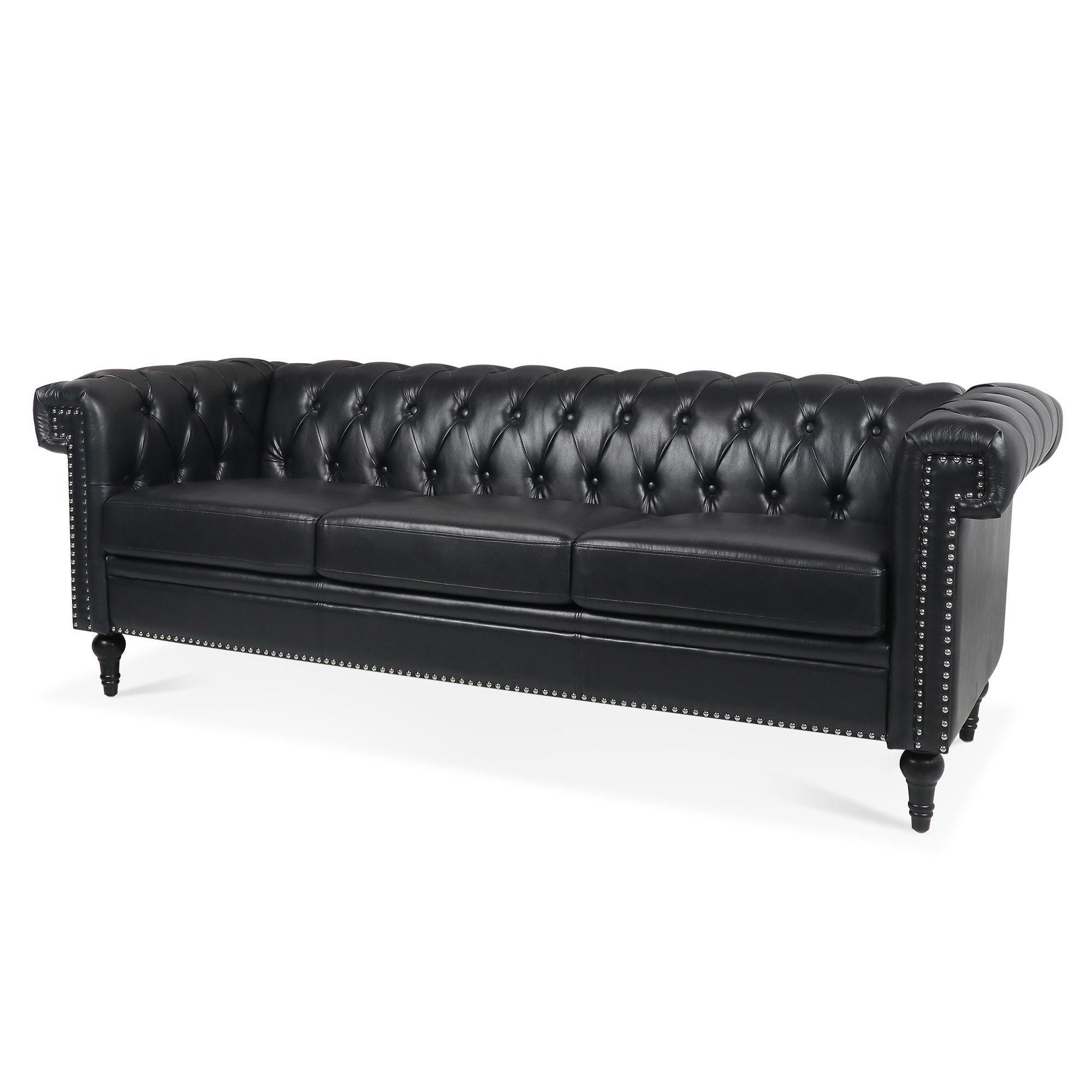 Traditional Square Arm Removable Cushion 3 Seater Sofa by Unique Piece Furniture