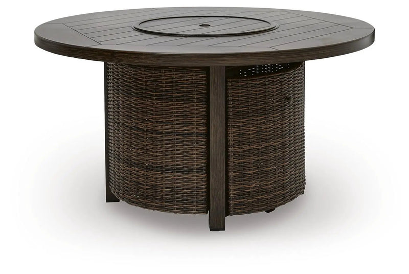 Monterey Point - Round Fire Pit Table - Dark Brown by Unique Piece Furniture