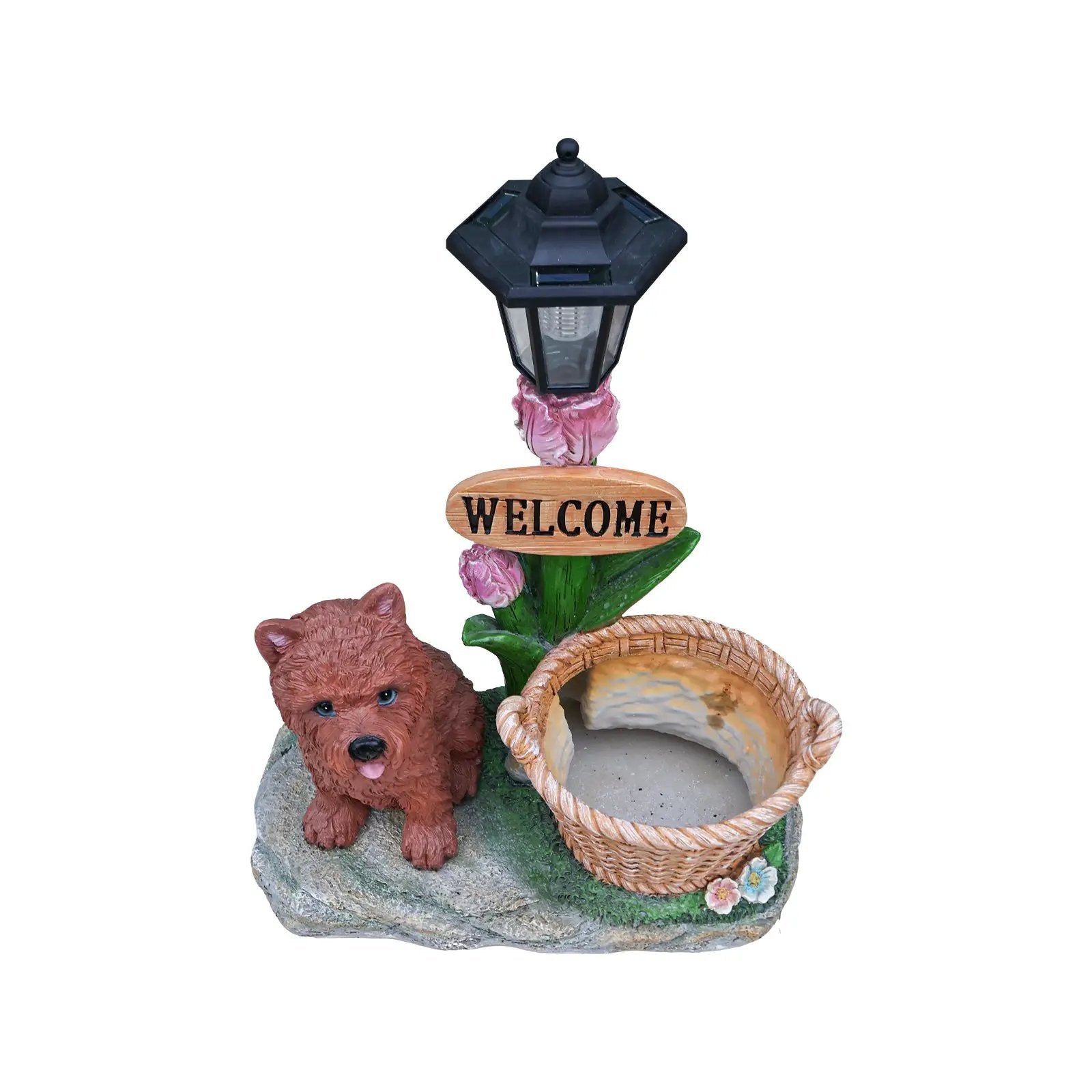 Sitting Puppy Solar Planter Outdoor Statue by HouseOfZazla