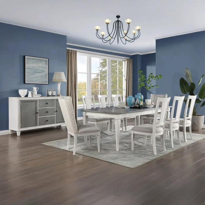 Katia - Side Chair (Set of 2) - Light Gray Linen & Weathered White by Unique Piece Furniture
