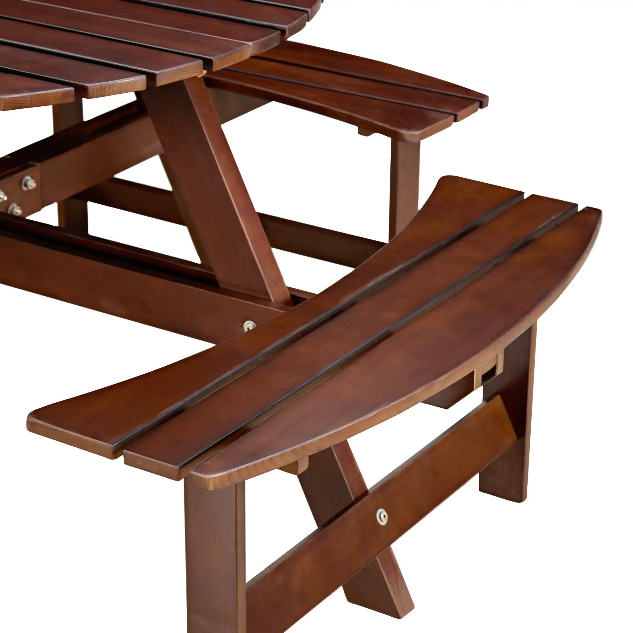 Outdoor 8 Person Round Picnic Table with Built-In Benches by HouseOfZazla