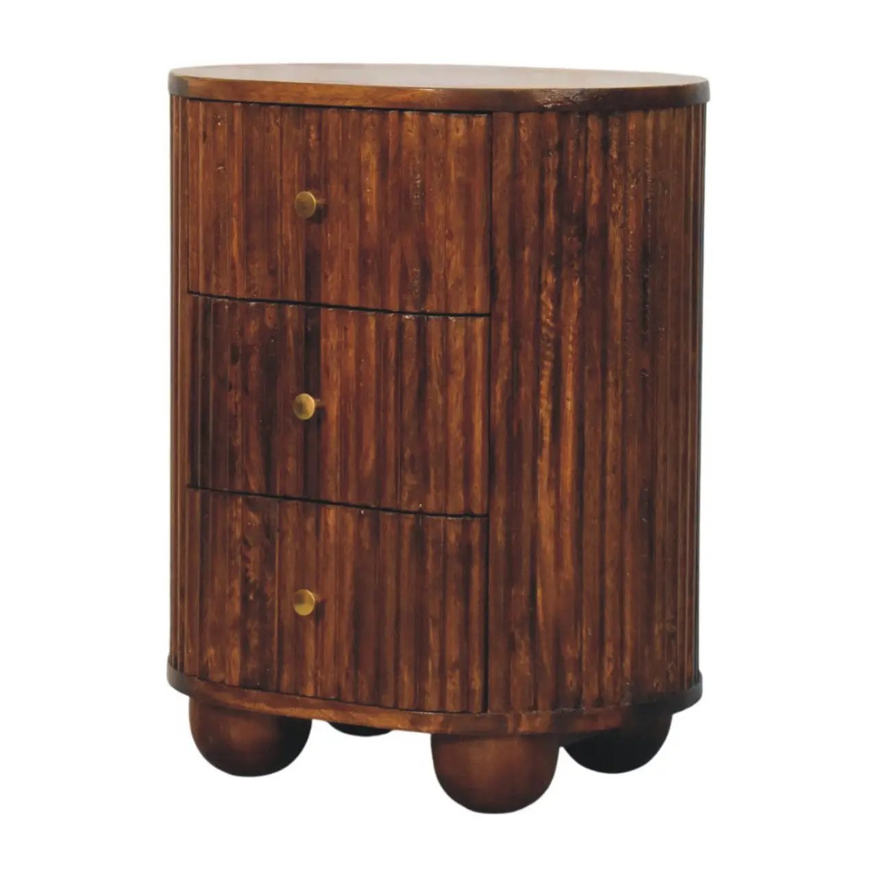 Solid Wood Curved Fluted Bedside Chest by HouseOfZazla
