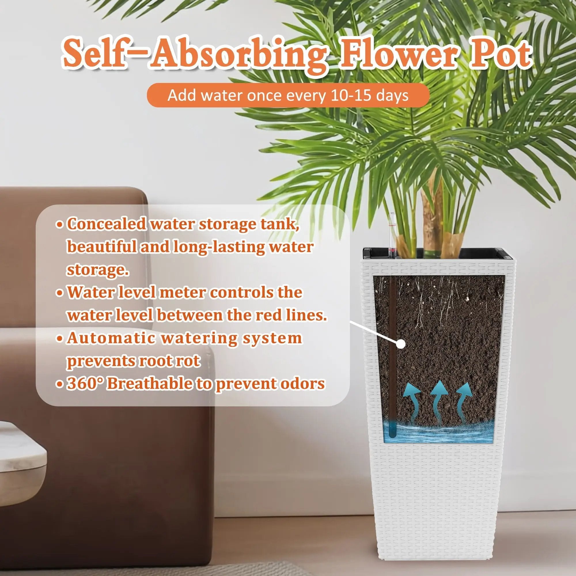 Indoor Outdoor Planter With Automatic Watering System by Unique Piece Furniture