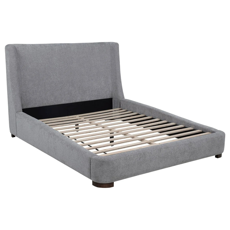 Rennes Upholstered Queen Wingback Platform Bed Grey by Unique Piece Furniture