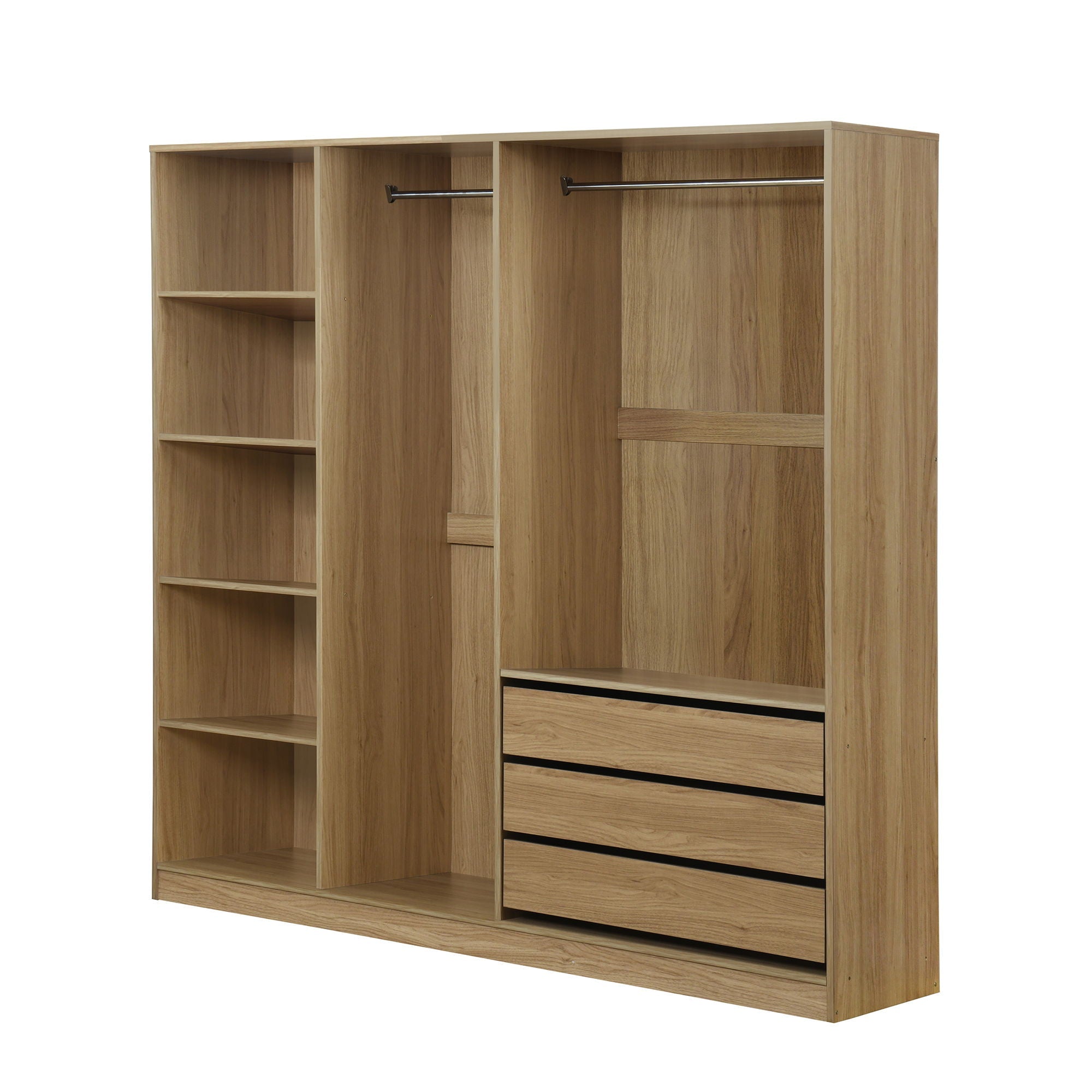 Doorless Storage Wardrobe For Dedroom With Shelves And 3 Drawers by HouseOfZazla