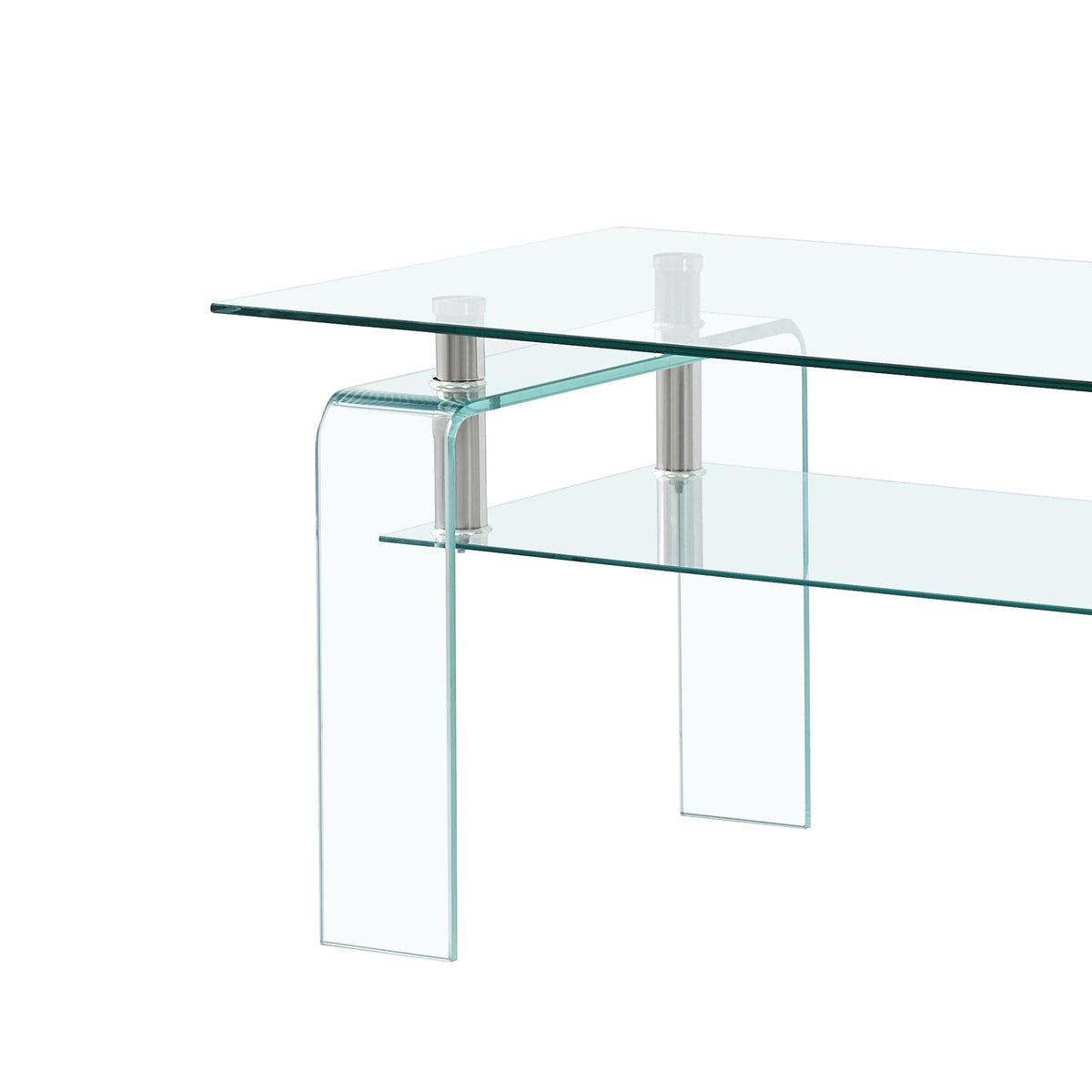 Modern Tempered Glass Coffee Table With 2 Tier Storage For Living Room, photo 8 of 13