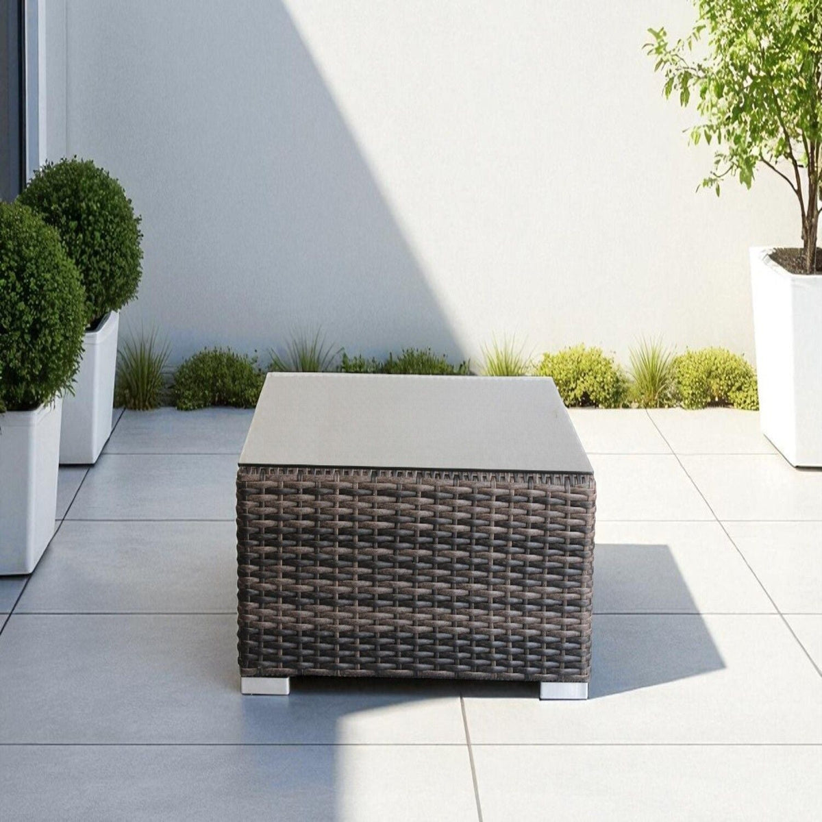 Cube Design Outdoor Coffee Table with Tempered Glass Top - Multicolor, photo 2 of 5