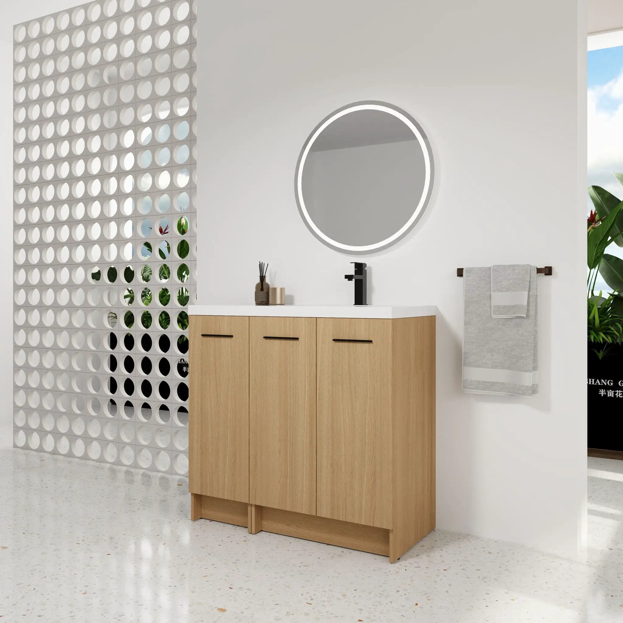 Wall Mounted Floating Bathroom Vanity With Sink, 3 Door Modular Cabinet by Unique Piece Furniture